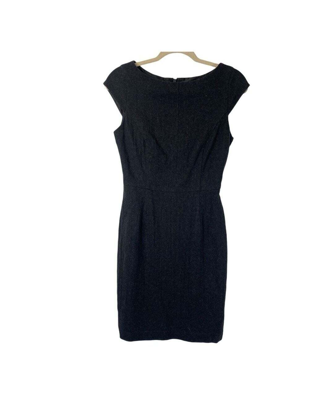 Anthropologie PIM + LARKIN Grey Wool Dress Small Fit and Flare Cap Sleeve MIDI - Picture 2 of 16